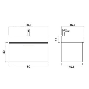 Тумба под раковину Creto Milano 80 5-1377TR подвесная Truffle — фото 4, Тумбы под раковину