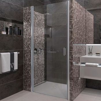 Душевая дверь Veconi Vianno VN-43S 90 VN43S-90-01-C5 профиль Хром стекло прозрачное — фото 1, Распашные душевые двери