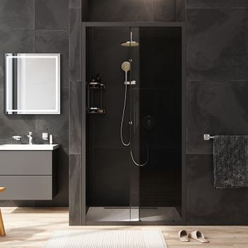 Душевая дверь AM.PM Gem Solo 100 W90G-100-1-195BG профиль Черный матовый стекло тонированное-прозрачное — фото 1, Раздвижные душевые двери