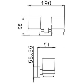 Стакан для зубных щеток Haiba HB8908 двойной Черный матовый — фото 2, Стаканы для зубных щеток