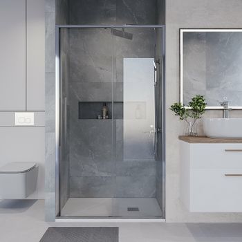 Душевая дверь Niagara Nova 130 NG-64-13A профиль Хром стекло прозрачное — фото 1, Раздвижные душевые двери