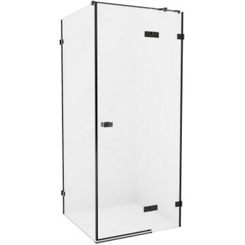 Душевой уголок New Trendy Avexa Black 100x80 R EXK-1587 профиль Черный стекло прозрачное — фото 1, Квадратные душевые уголки