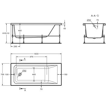 Акриловая ванна Roca Easy 160x70 ZRU9307663 без гидромассажа — фото 9, Акриловые ванны