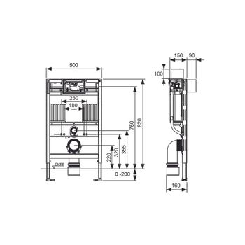 Инсталляция Tece Profil 9300380 для подвесного унитаза без клавиши смыва — фото 2, Инсталляции для унитазов