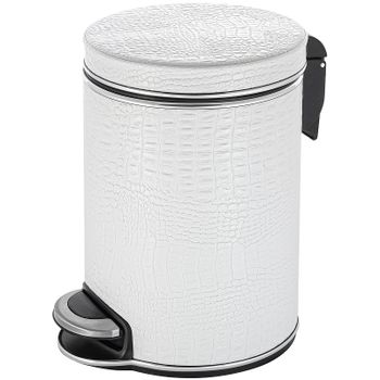 Ведро для мусора Geralis V-KWH-B Croco Белое, кант Хром, 5 л — фото 1, Мусорные ведра