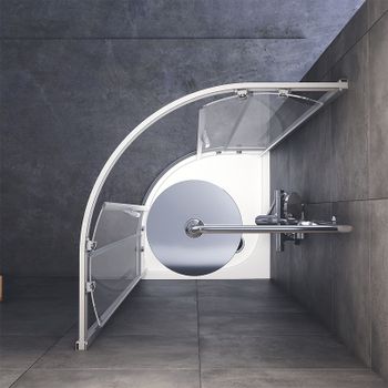 Душевой уголок AM.PM Gem 80х80 W90G-401-080WT радиальный профиль Матовый хром стекло прозрачное — фото 4, Душевые уголки четверть круга