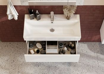 Тумба под раковину Roca Oleta 80 A857640806 подвесная Белый глянец — фото 11, Тумбы под раковину