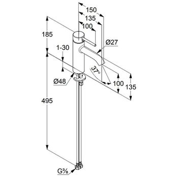 Смеситель для раковины Kludi Bozz 38282N076 Золото брашированное — фото 2, Смесители для раковины