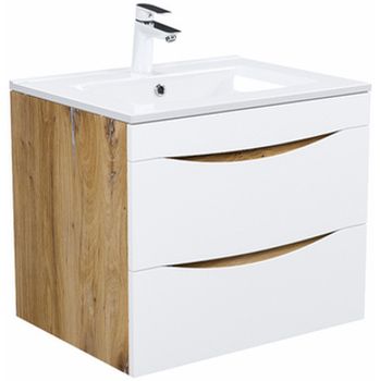 Тумба с раковиной Iddis Cloud 60 CLO60Y0i95K подвесная Белая матовая Дуб золотистый — фото 1, Тумбы с раковиной