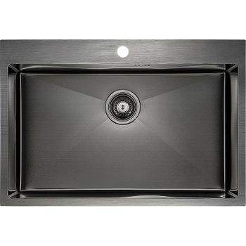 Кухонная мойка Paulmark Kroner 75 PM217551-GM Вороненая сталь — фото 1, Кухонные мойки