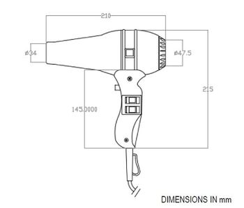 Фен Nofer Hotel Line 02013.B Черный Металлик — фото 2, Фены для общественных мест