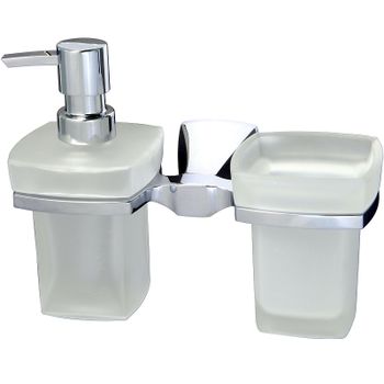 Дозатор для жидкого мыла WasserKRAFT Wern K-2589 со стаканом для зубных щеток Хром — фото 1, Дозаторы