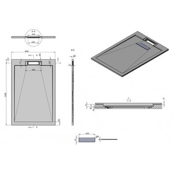 Душевой поддон из искусственного камня Esbano Luxe ESP-LX128B 120x80 ESPLX 128B Черный матовый — фото 5, Душевые поддоны из искусственного камня