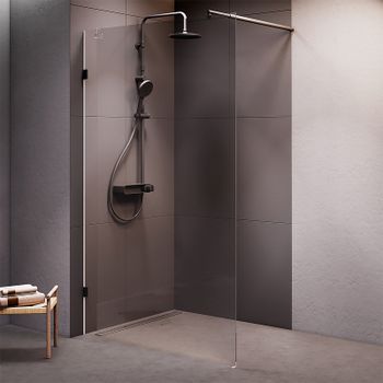 Душевая перегородка AM.PM X-Joy 120 W94UWI-120-F1-BTE профиль Черный матовый стекло прозрачное — фото 1, Душевые перегородки