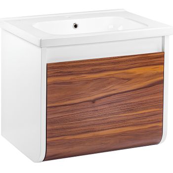 Тумба под раковину Veedi Vision 60 VSN600T-CR подвесная Дуб орех Белая — фото 1, Тумбы под раковину