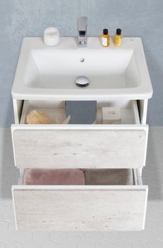 Тумба под раковину Roca Ronda 60 ZRU9303002 подвесная Бетон Белый матовый — фото 6, Тумбы под раковину