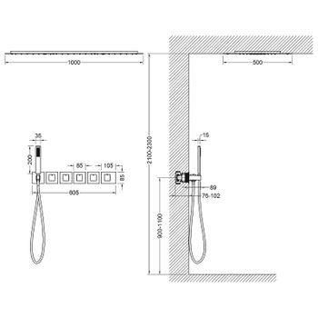 Душевая система Timo Petruma SX-5329/03SM с термостатом Черная — фото 3, Встраиваемые душевые комплекты