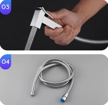 Смеситель для раковины Gappo G17-8 G1017-1 с гигиеническим душем Белый Хром — фото 3, Смесители для раковины