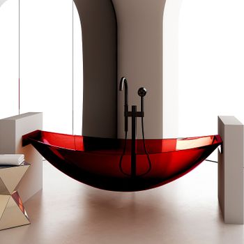 Ванна из полиэфирной смолы Abber Kristall 180х80 AT9704Rubin Красная без гидромассажа — фото 1, Ванны из полиэфирной смолы