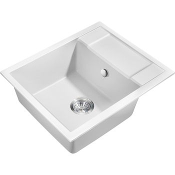 Кухонная мойка Milacio Navarra 60 Cuarzo MC.77072 / из искусственного камня / белая / с правым крылом — фото 1, Кухонные мойки