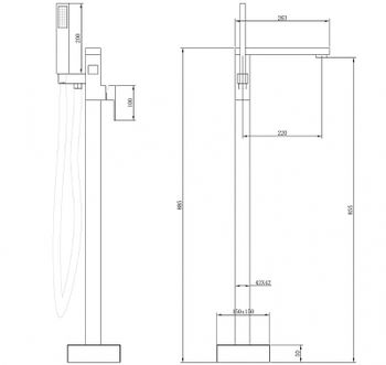 Смеситель для ванны Abber Daheim AF8215G Золото матовое — фото 3, Смесители напольные