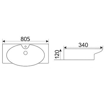 Раковина CeramaLux 80 STR4282B Белая — фото 3, Раковины подвесные