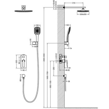 Душевая система Timo Helmi  SX-4069/03SM Черная — фото 3, Встраиваемые душевые комплекты