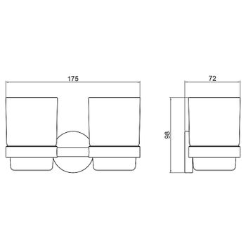 Стакан для зубных щеток Timo Saona 13034/00 двойной Хром — фото 2, Стаканы для зубных щеток