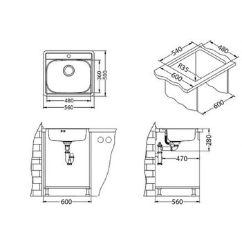 Кухонная мойка Alveus More 10 LEI-90 560x500 1103106 Перфорированная сталь — фото 5, Кухонные мойки