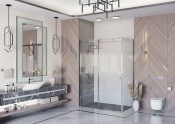 Душевая дверь Ambassador Benefit 160 19021105HX профиль Хром стекло прозрачное — фото 3, Раздвижные душевые двери