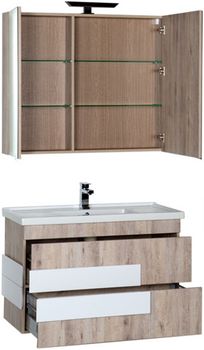 Тумба под раковину Aquanet Мадейра 100 183072 подвесная Дуб кантри — фото 6, Тумбы под раковину