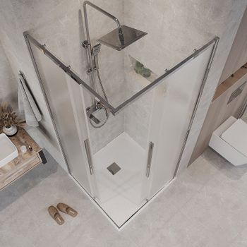 Душевой уголок Grossman Galaxy 80х80 300.K33.01.8080.10.02 профиль Хром стекло шиншилла — фото 4, Квадратные душевые уголки