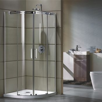 Душевой уголок Grossman GR-4100 190x100 профиль Хром стекло прозрачное — фото 1, Душевые уголки четверть круга