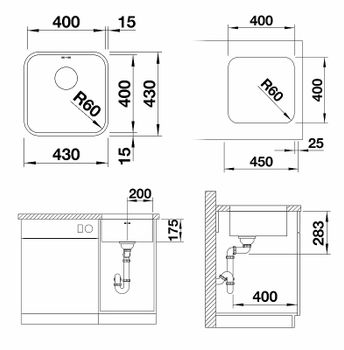 Кухонная мойка Blanco Supra 400-U 518201 Нержавеющая сталь полированная — фото 6, Кухонные мойки