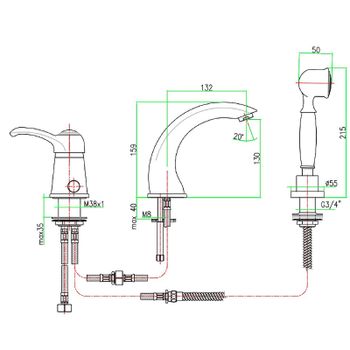 Смеситель на борт ванны Webert Aurora AU850701010 Золото — фото 3, Смесители на борт ванны
