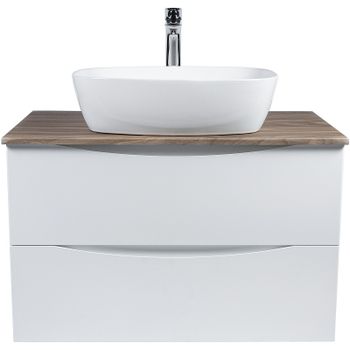 Тумба под раковину Bond Cube 80 T09805 подвесная Белая матовая Дуб — фото 11, Тумбы под раковину