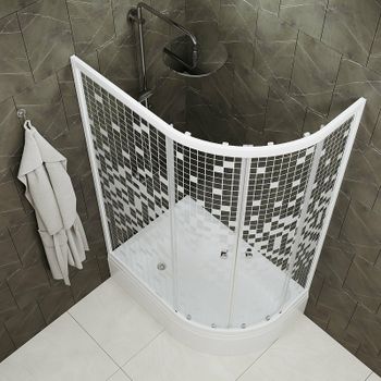 Душевой уголок Triton Коралл 120х80 В L Щ0000061782 профиль Белый стекло прозрачное с узором — фото 3, Асимметричные душевые уголки