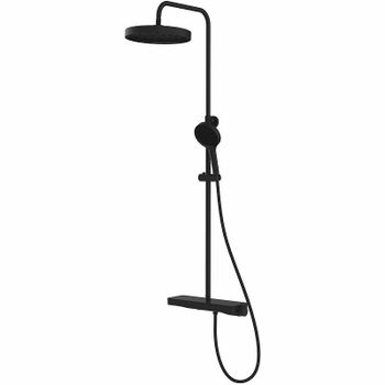 Душевая система Vincea Inspire VSFS-3I12TMB с термостатом Черная матовая — фото 1, Душевые стойки