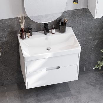 Тумба под раковину Aquaton Оливия 70 1A254301OL010 подвесная Белая матовая — фото 5, Тумбы под раковину