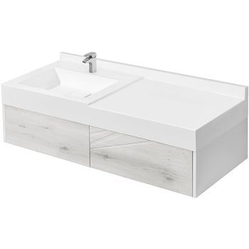 Тумба под раковину Aquaton Сакура 100 1A234901SKW80 подвесная Ольха наварра Белый глянец — фото 1, Тумбы под раковину