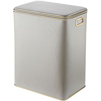 Корзина для белья Geralis RWG-S Ромб Белая, кант Золото, большая — фото 1, Корзины для белья