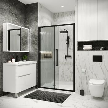 Душевая дверь Grossman Cosmo 120 100.K33.02.120.21.02 профиль Черный матовый стекло шиншилла — фото 4, Раздвижные душевые двери