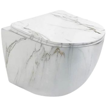 Унитаз SantiLine SL-5005MRB подвесной Белый мрамор с сиденьем Микролифт — фото 1, Подвесные унитазы