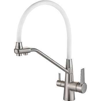 Смеситель для кухни ZorG Steel Hammer SH 903-8 SATIN Сатин Белый — фото 1, Смесители для кухни