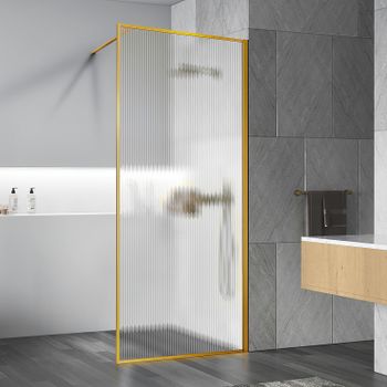 Душевая перегородка Vincea Walk-In 80 VSW-1HP800FLBG профиль Брашированное золото стекло рифленое — фото 1, Душевые перегородки