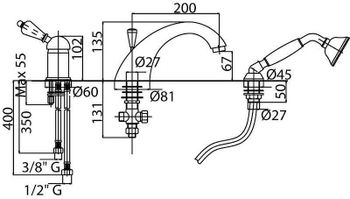 Смеситель на борт ванны Cezares Elite ELITE-BVDM-01-Bi Хром — фото 2, Смесители на борт ванны