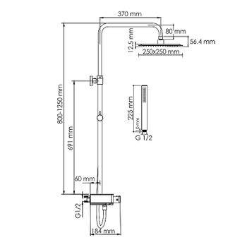 Душевая система WasserKRAFT A114.255.217.CB Thermo с термостатом Черная матовая — фото 7, Душевые стойки