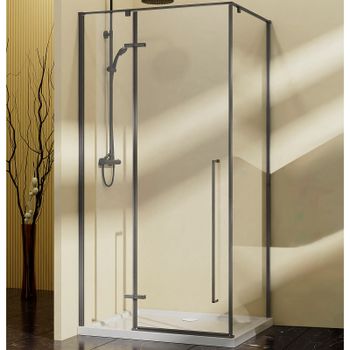 Душевой уголок Vincea Slim-N 90x90 VSR-5SN9090CLGM профиль Вороненая сталь стекло прозрачное — фото 1, Квадратные душевые уголки