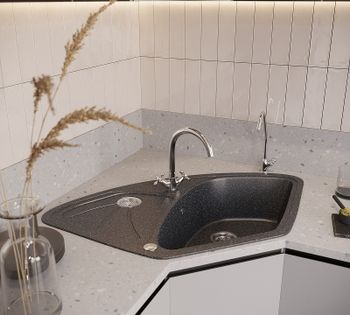 Кухонная мойка Domaci Бьелла DMC-10E GWS-10E-308 Черная — фото 4, Кухонные мойки