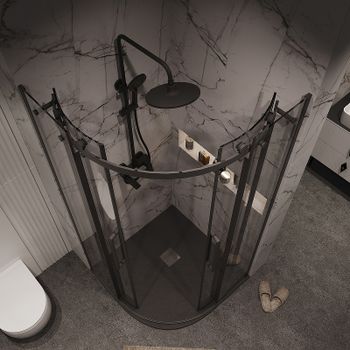 Душевой уголок Grossman Classic 90х90 301.K33.04.9090.21.00 профиль Черный матовый стекло прозрачное — фото 4, Душевые уголки четверть круга